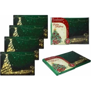Tányéralátét parafa 4db-os 22x32cm,arany karácsonyfás