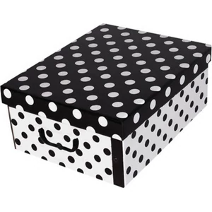 Tárolódoboz Maxi 51x37x24cm Miss Space, pöttyös fekete