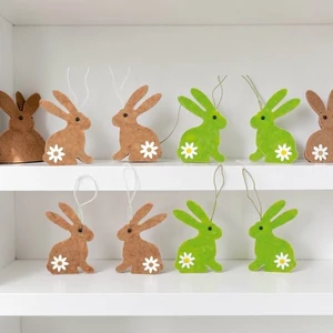 Tavaszi dekor akasztós fa nyúl, 8cm 4db/csomag