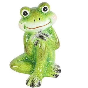 Tavaszi dekor béka kerámia Frog sitting Jesse M green