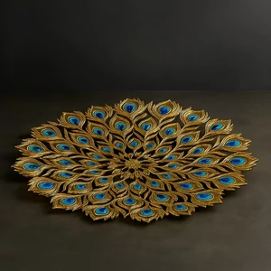 Tavaszi dekor páva toll arany 56x56x7,5cm SDDST5