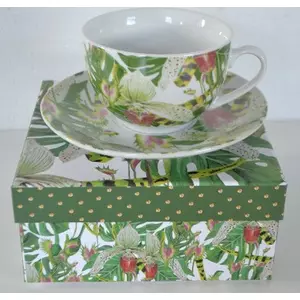 Teáskészlet orchidea 230ml 9,5x6cm teáscsésze+alj finom porcelán