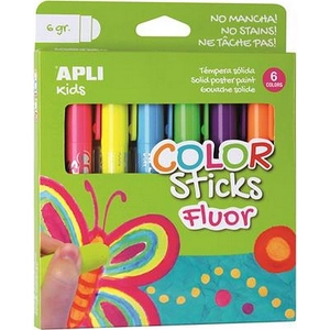 Tempera készlet 6 Apli Kids stiftes fluoreszkáló színek 6dbx10g Iskolaszerek Apli 14404