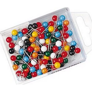 Térképtű WEDO 100db-os 16cm-es tű, gömb fejű, vegyes színek Prezentáció WEDO 56-199