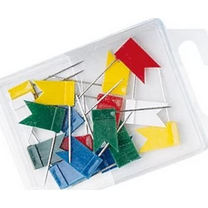 Térképtű WEDO 20db-os 24cm-es tű, zászló fejű, vegyes színek Prezentáció WEDO 56299