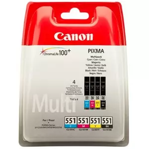 Tintapatron Canon CLI-551KIT multipack, b+c+m+y, 4x7ml Pixma iP7250, MG5450 géphez