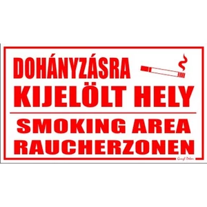 Tábla Többnyelvű Dohányzásra kijelölt hely