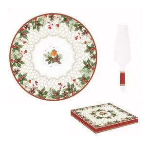 Tortatál Porcelán karácsonyi 32cm, Christmas Berries dobozban