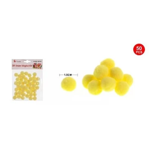 Dekor pompom sárga 1,5cm 50db-os 25