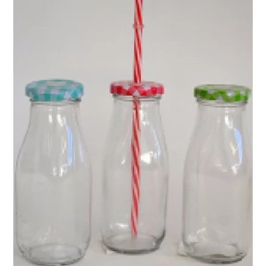 Üveg palack üdítős 200ml szívószál tartós tetővel 224902