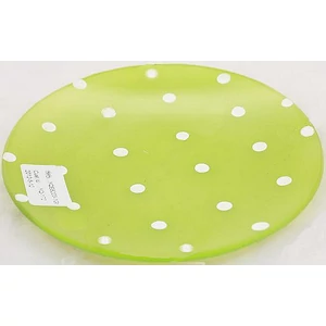 Üvegtál kerek 15cm, zöld pöttyös 489288