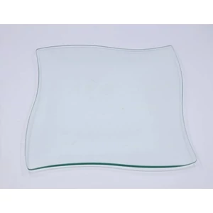 Üvegtál szögletes alakú 20x20cm hullámos szélű víztiszta