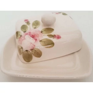 Vajtartó kerámia rózsás 22x15x9cm Romantik, fodros domború mintás kézzel festett