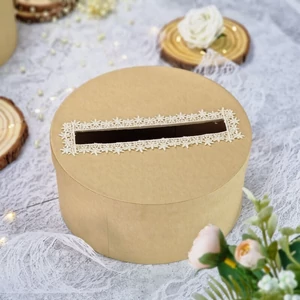 Esküvői persely natúr, csipkés 25cm