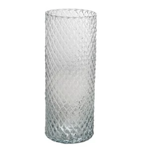 Váza üveg rombusz mintával, 20x10cm átlátszó