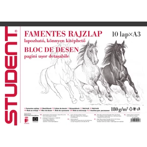 Vázlatfüzet A3 Ico Student 10lap, 180g/m2 famentes skiccfüzet Ico Student iskolaszezonos tanszerek