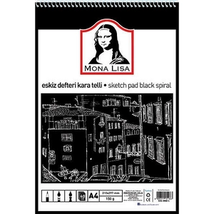 Vázlatfüzet A/4 Mona Lisa fekete, 150 gr-os papír - 40 lapos