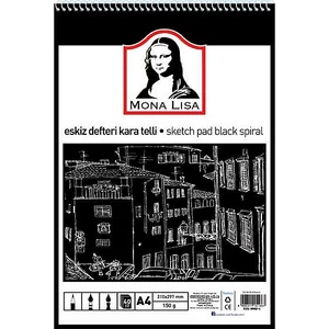 Vázlatfüzet A4 Mona Lisa fekete, 150 gr-os papír - 40 lapos