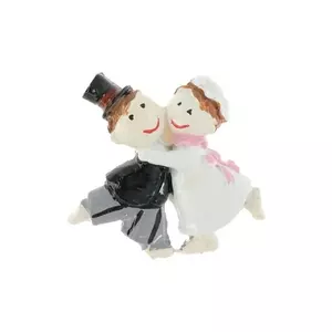 Esküvői dekor figura esküvői pár, öntapadós műanyag 3,5x3,3x0,6cm, fekete, fehér S/8