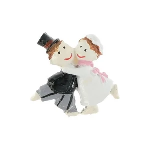 Esküvői dekor figura Esküvői pár, öntapadós műanyag 3,5x3,3x0,6cm, fekete, fehér S/8