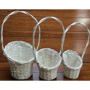 Vessző, fonott kosár szett féloldalas 3db-os 13,5cm,18cm,21cm átmérő