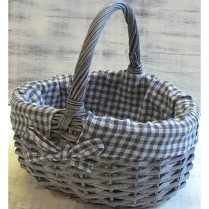 Vessző kosár kicsi szürke kockás bélés - 1-2kg teherbírás 24x18x12cm