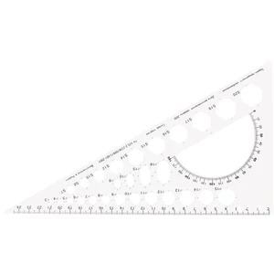 Vonalzó 25cm-es Economix háromszög vonalzó, sablonos, szögmérővel ICO