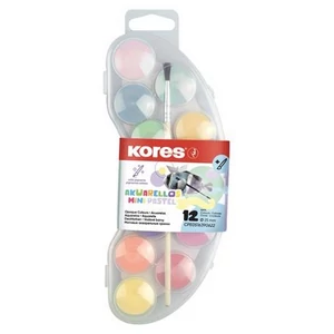 Vízfesték 12 Kores 12 darabos, 25mm, ecsettel Akuarellos Mini, pasztell színek