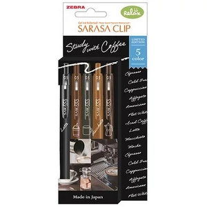 Zseléstoll 0,33mm Zebra nyomógombos, Sarasa Study with Coffee 5 különböző szín