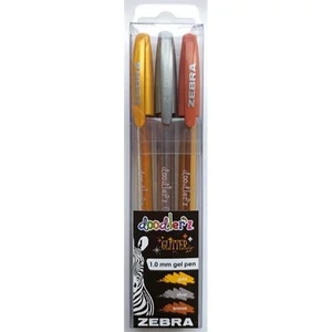 Zseléstoll készlet Zebra 0,33 mm, kupakos, Doodler`z Glitter 3 különböző szín