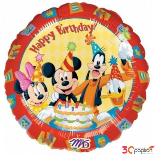 lufi fólia 18"/45cm xL Happy Birthday Mickey Mouse és barátai Fólialufi +hélium