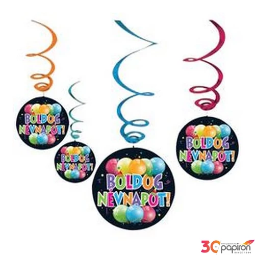 Party Függő Boldog Névnapot fekete 6db/csomag