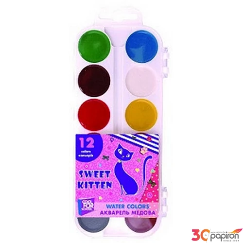 Vízfesték 12 Cool for School CFS Sweet Kitten 12színű ecset nélkül ICO műanyag dobozos Papiron