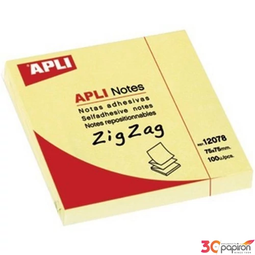 Öntapadó jegyzettömb Apli Z 75x75mm 100 lap sárga LCA12077