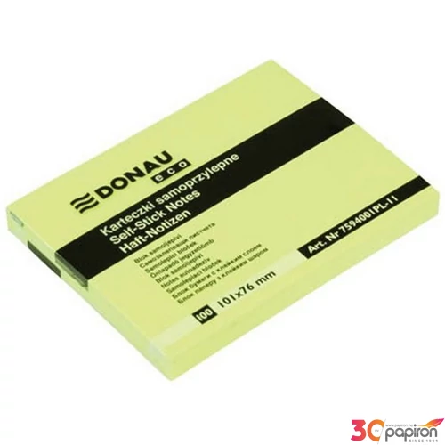 Öntapadós jegyzettömb 101x76mm Donau Eco sárga 100lap/tömb 7594001PL-11