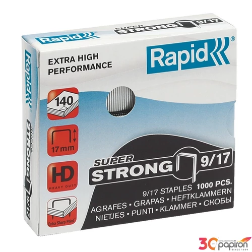 Tűzőkapocs 9/17 Rapid SUPERSTRONG horg., 9/17, 1000db/doboz Rapid 1db rendelési egység ár 1db-ra