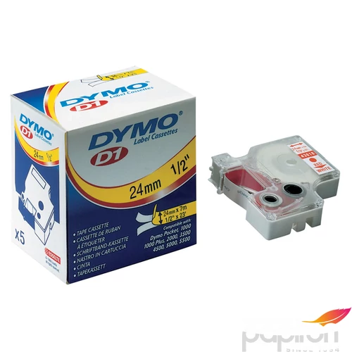 Feliratozó szalag Dymo 19mmx7m DYMO 45803/S0720830- fehér-fekete Feliratozógép szalagok