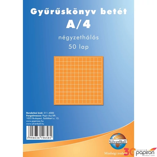 Gyűrűskönyv betét A4 vonalas SilverBall 50lapos