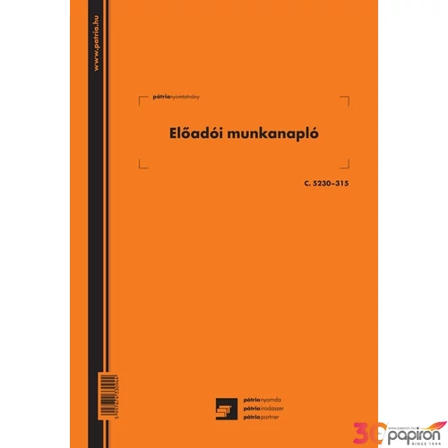 Ny C 5230-315 munkanapló Előadói munkanapló A4