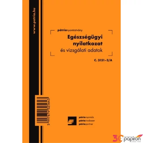 Ny C 3151-2/a egészségügyi k. Egészségügyi kiskönyv A/6