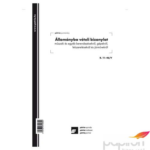 Ny B 11-46/V/új Állományba vét Állománybavételi biz. A4 álló 25x4pl műszaki,egyéb berendezésekről