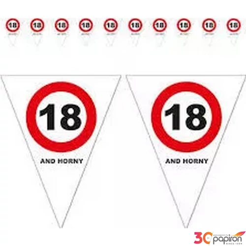 Party banner 5m Zászló fűzér 18-as Sebbességkorlátozós Parti fólia zászlófűzér 18-as számos