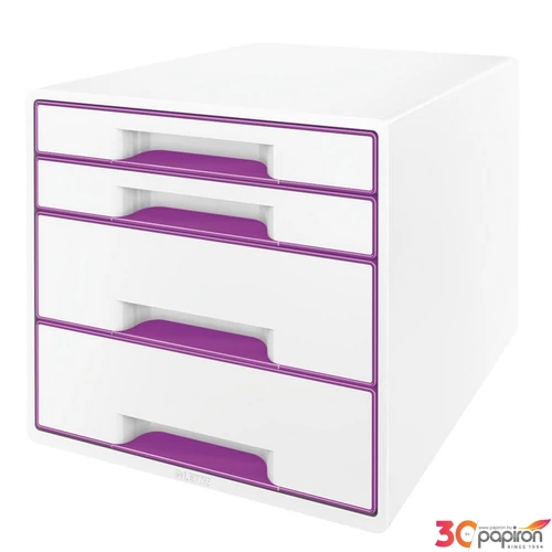 Fiókos irattároLó Leitz WOW CUBE 4 fiók, fehér-lila Leitz 1db rendelési egység ár 1db-ra