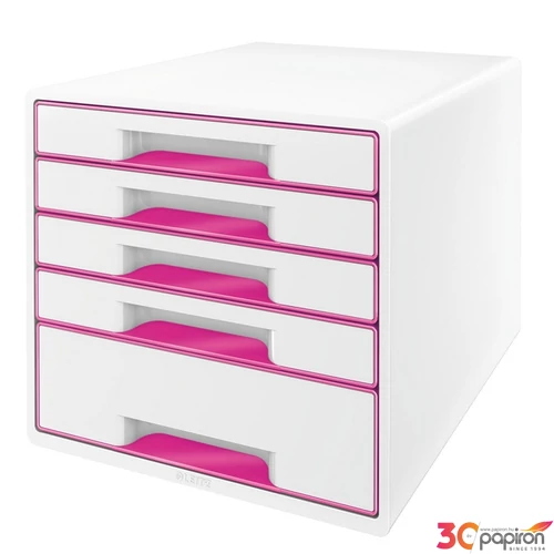 IrattároLó Leitz Wow Cube WOW CUBE 5 fiók, fehér-rózsaszín Leitz 1db rendelési egység ár 1db-ra