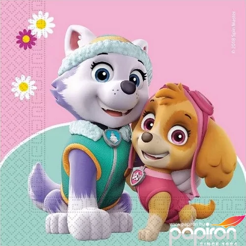 Party Szalvéta Paw Patrol 2rétegű papír, 33x33cm Rajzfilm minta (20lap/csomag) parti szalvéta