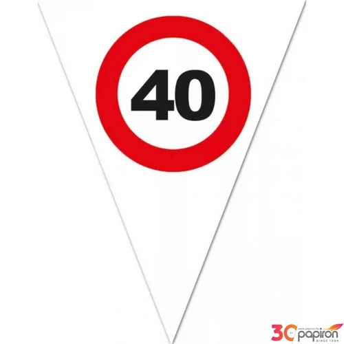 Party banner 5m Zászló fűzér 40-es Sebbességkorlátozós Parti fólia zászlófűzér 40-es számos