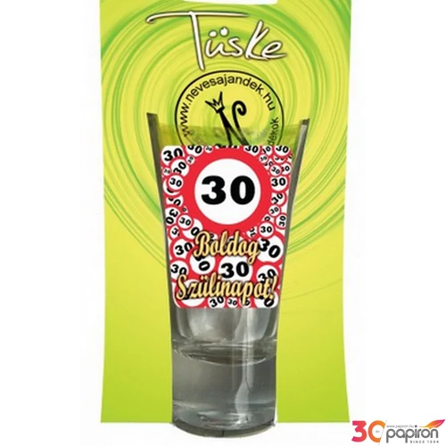 Üveg felespohár  Boldog szülin 75ml Lépd át a határt 30-as