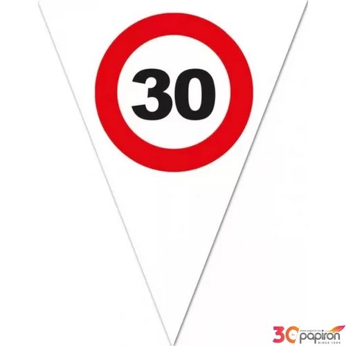 Party banner 5m Zászló fűzér 30-as Sebbességkorlátozós Parti fólia zászlófűzér 30-as számos