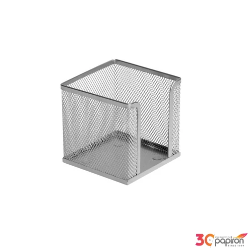 FémháLós jegyzettömb tartó ezü FÉMHÁLÓS JEGYZETTÖMBTARTÓ 10X10X8CM ezüst fémhálós irodai termécsalád
