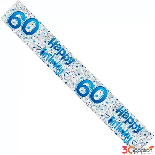 Party banner 2,6m Fólia felirat Happy Birthday 60-as Blue Fiús Kék szülinapi fólia felirat